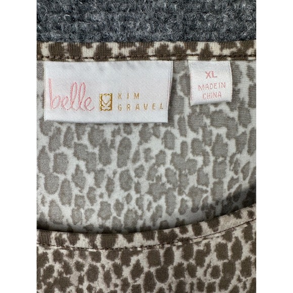 Belle Kim Gravel Animal Print Scoop Neck 3/4 Sleeve Tunic Top XL - Picture 3 of 8